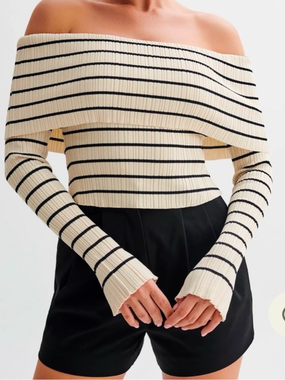 Meshki Dominicana Striped Off the Shoulder Sweater